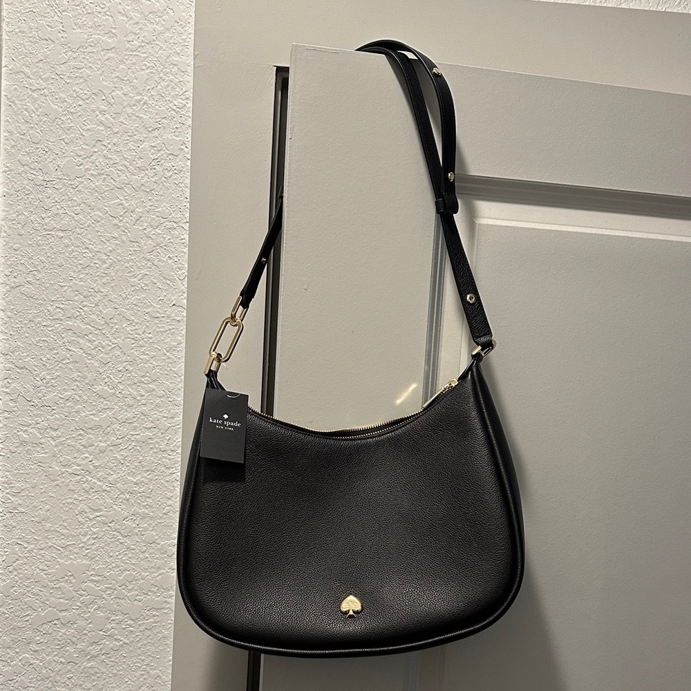 Kate Spade Black Shoulder Bag with Gold Accents